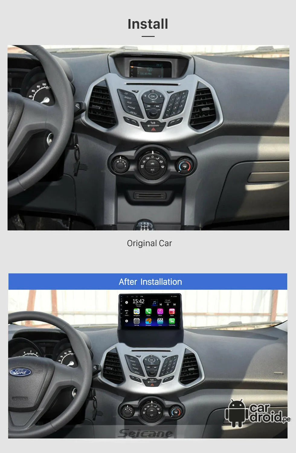 Radio Android Ford Ecosport 2013 - 2017 Radio Android Homologada, pantalla táctil, modelo original, instalada