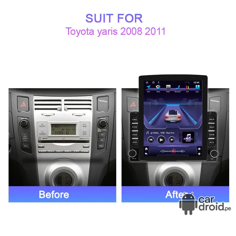 Radio Android Toyota Yaris 2010 - 2013 Radio Android Vertical Homologada, pantalla táctil, modelo original, instalada