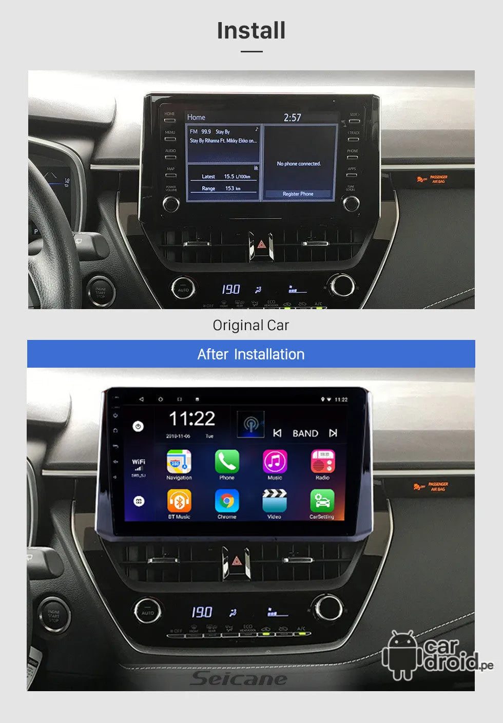 Toyota Corolla 2019-2023 Radio android Homologada
