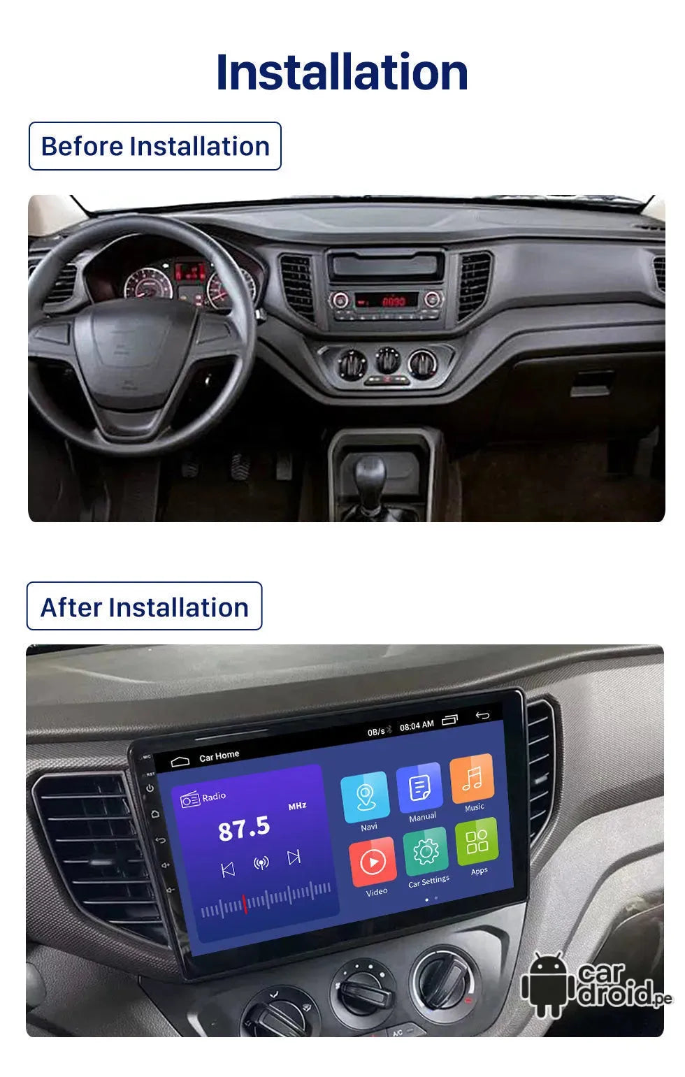 Radio Android Chevrolet N400 2020 - 2024 Radio Android Homologada, pantalla táctil, modelo original, instalada