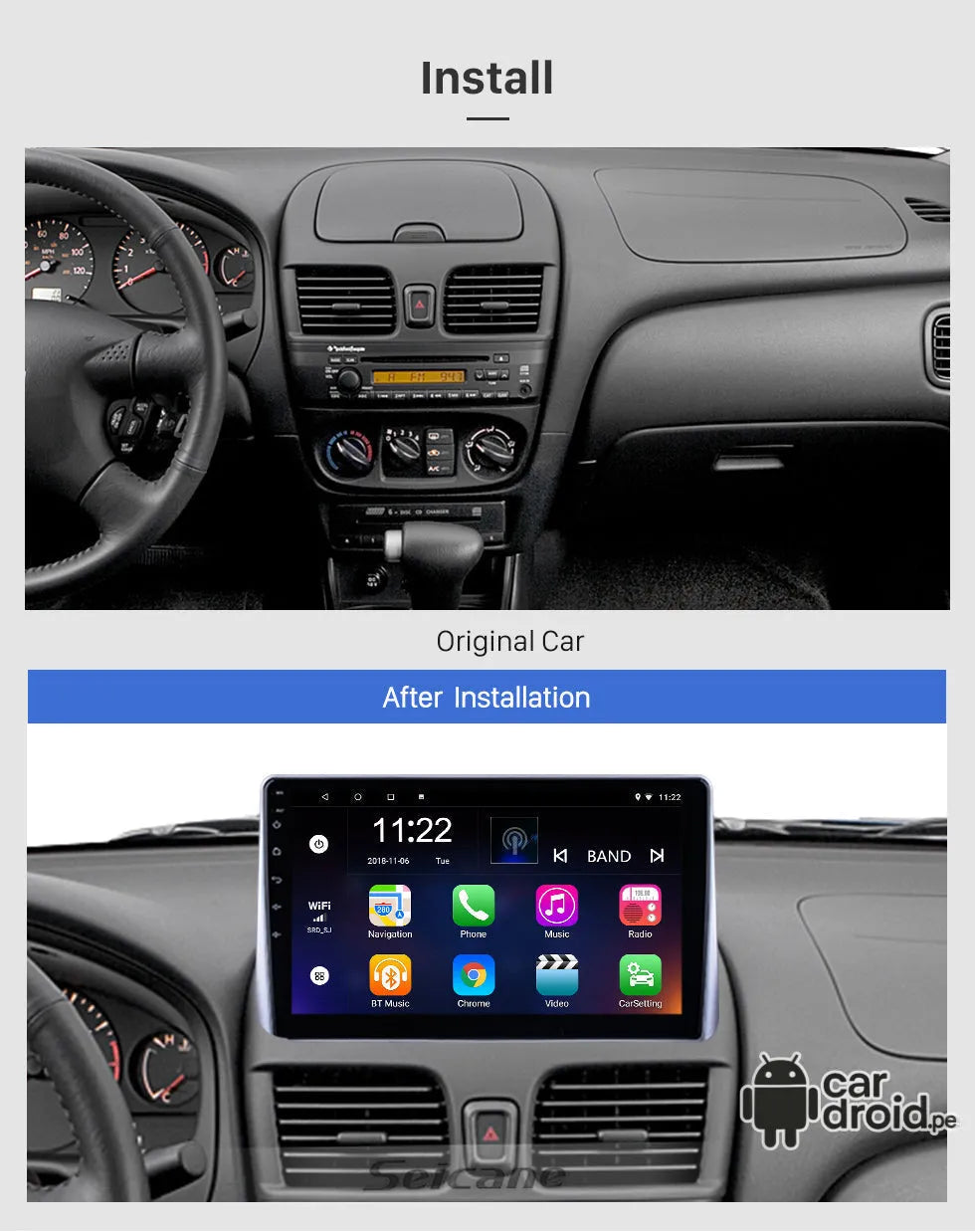 Radio Android Nissan Ad Station Wagon 1998 - 2002 Radio Android Homologada, pantalla táctil, modelo original, instalada