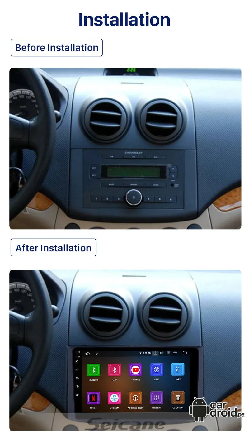 Radio Android Chevrolet Aveo 2006 - 2012 Radio Android Homologada, pantalla táctil, modelo original, instalada