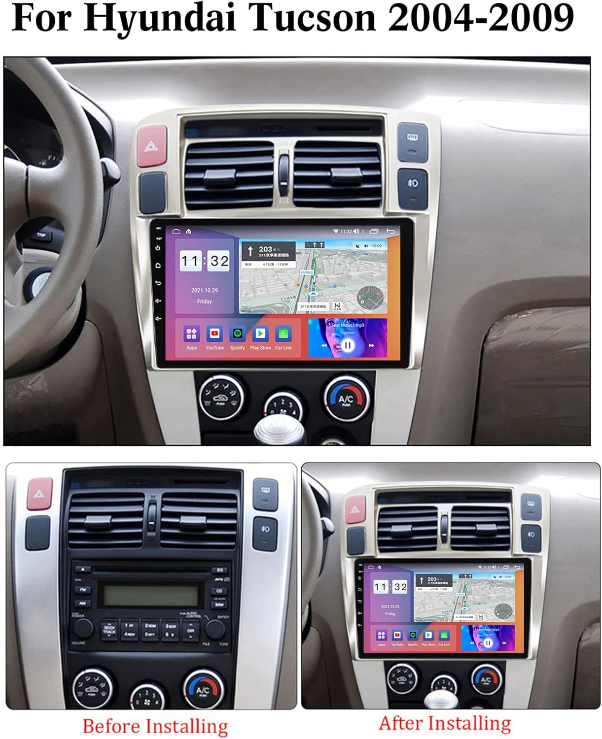 Hyundai Tucson 2005 - 2010 Radio Android Homologada