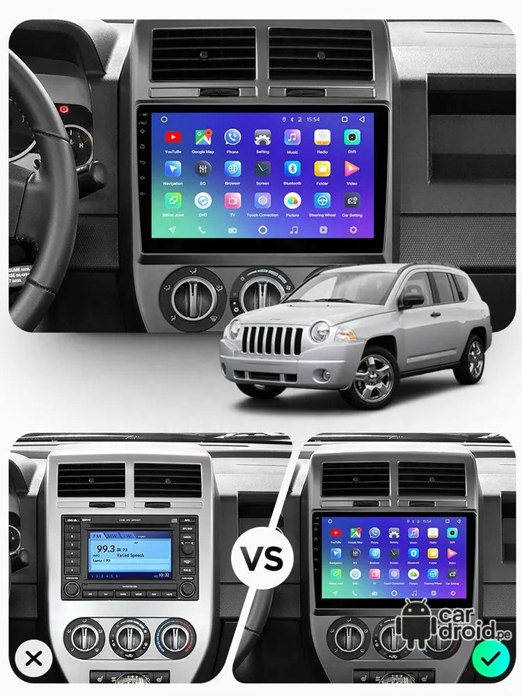 Radio Android Jeep Compass 2007 - 2010 Radio Android Homologada, pantalla táctil, modelo original, instalada