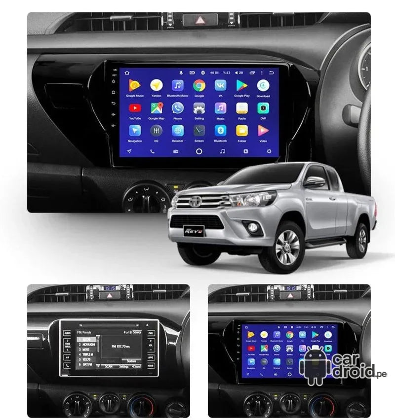 Radio Android Toyota Hilux 2018 - 2023 Radio Android Homologada, pantalla táctil, modelo original, instalada