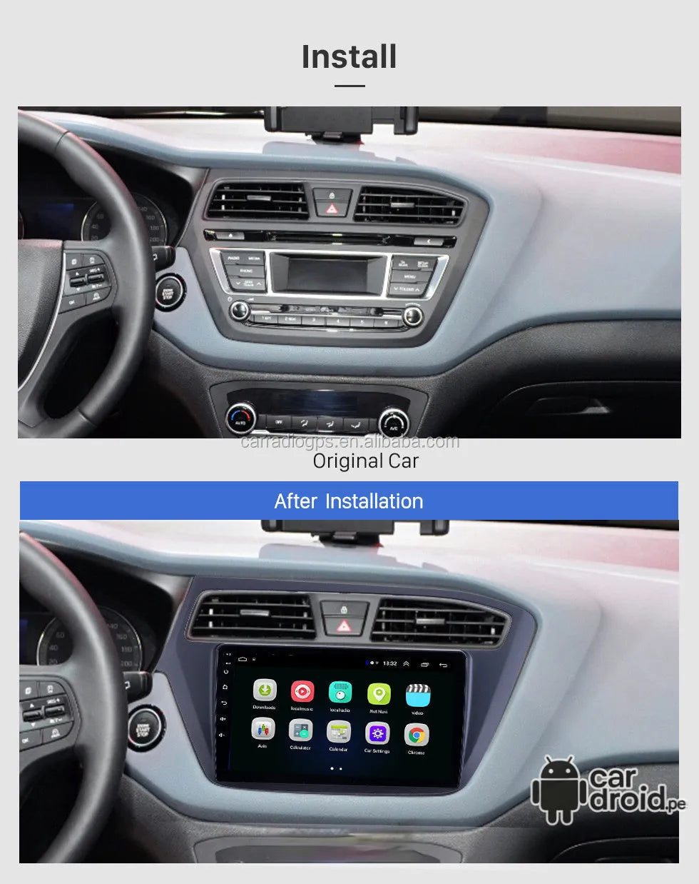 Radio Android Hyundai i20 2018 - 2022 Radio Android Homologada, pantalla táctil, modelo original, instalada