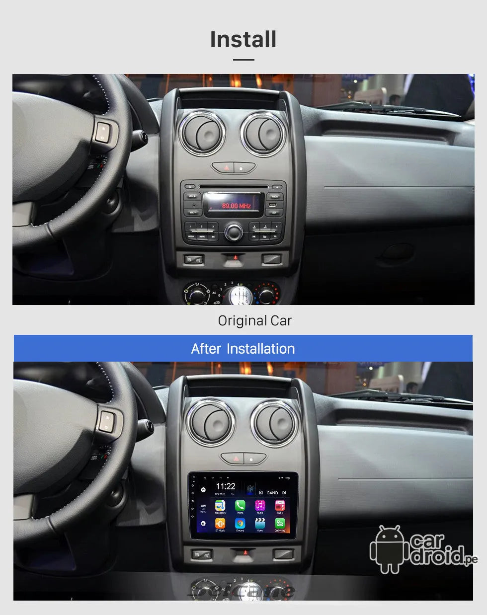 Radio Android Renault Duster 2015 - 2020 Radio Android Homologada, pantalla táctil, modelo original, instalada